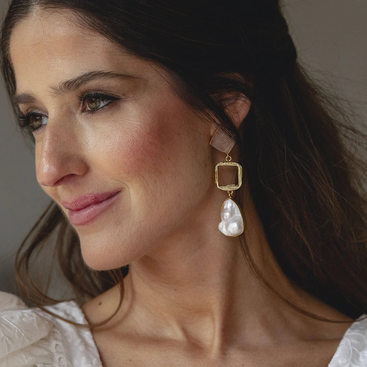 Pendientes Attina Rosa cuarzo