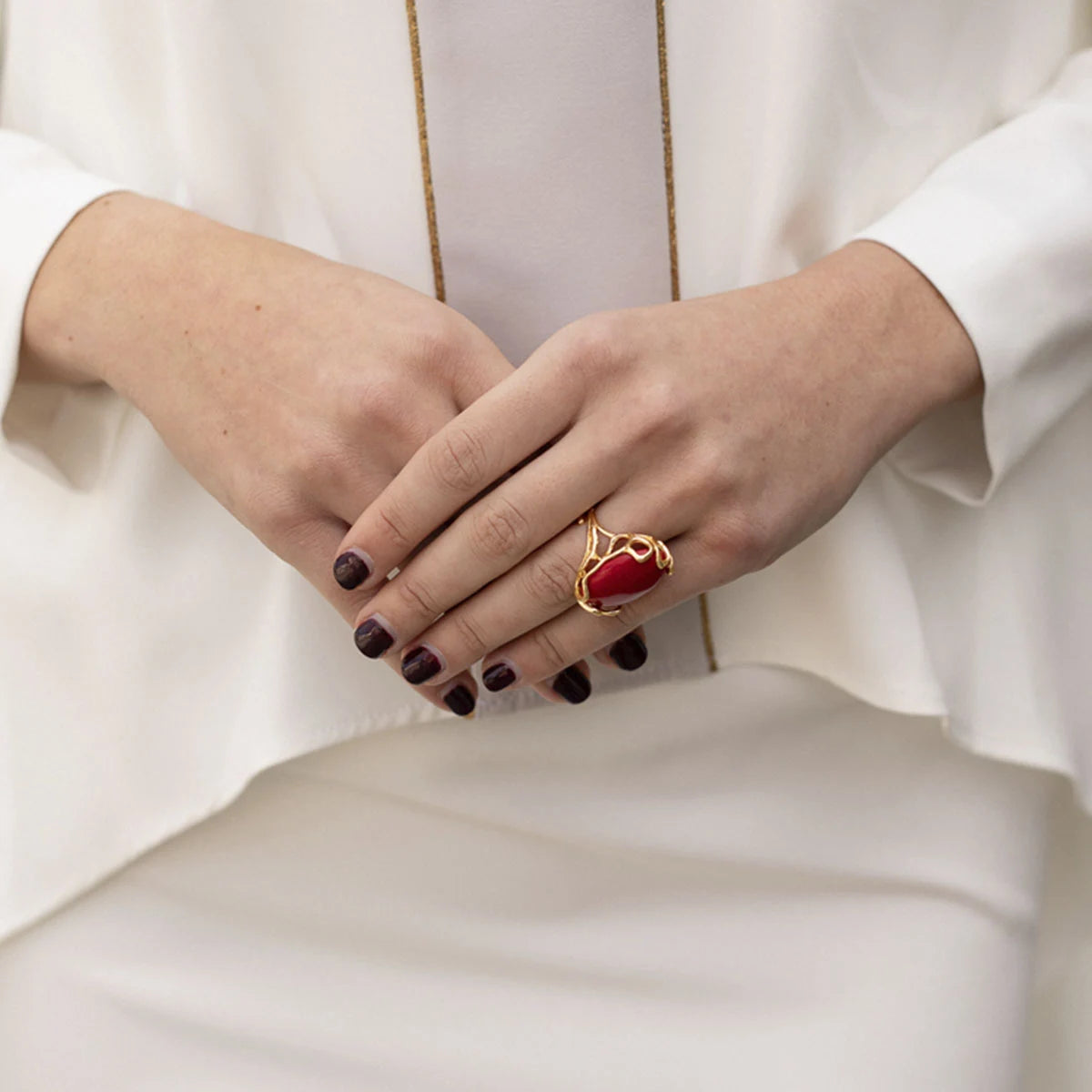 Anillo Alpes Liso Rojo
