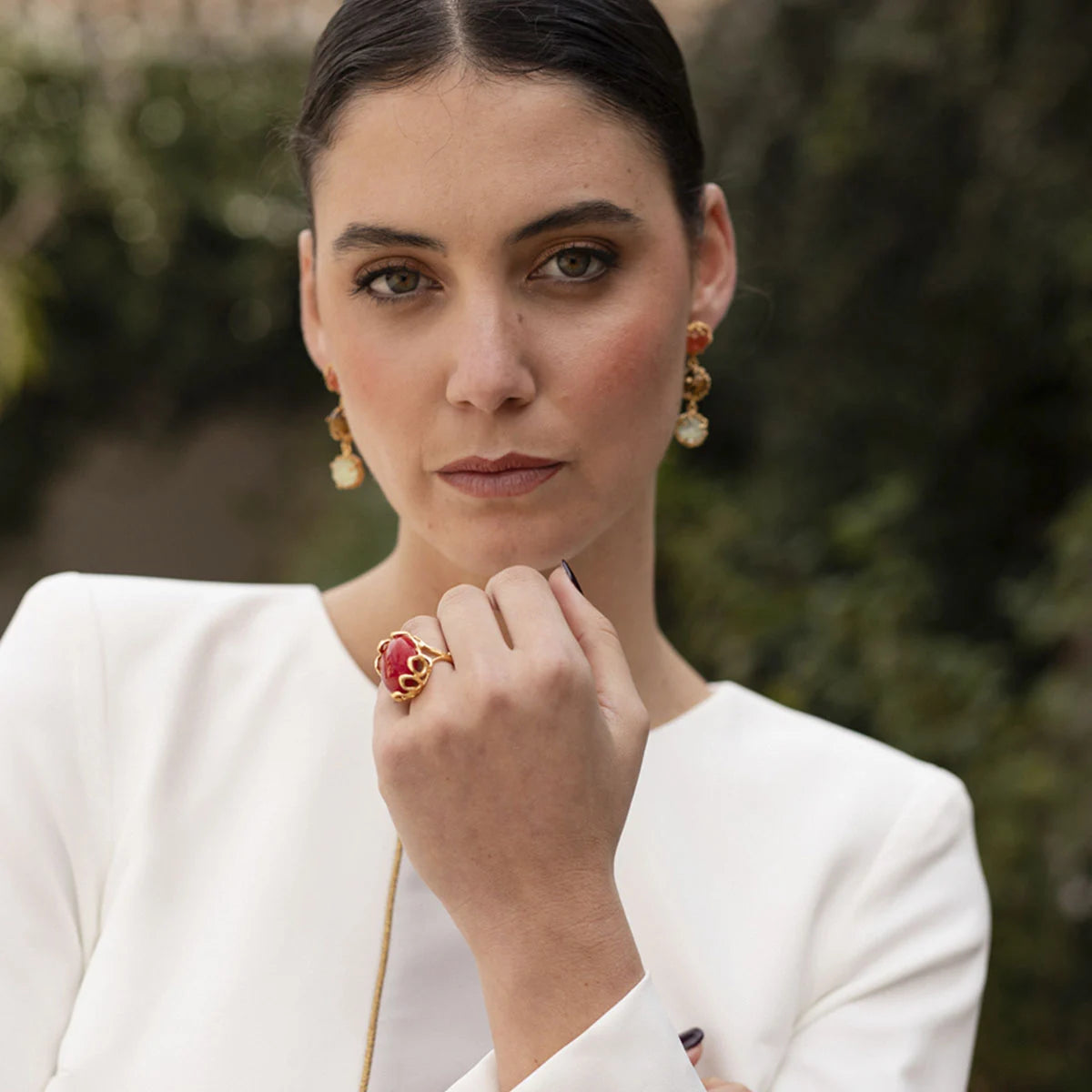 Anillo Alpes Liso Rojo