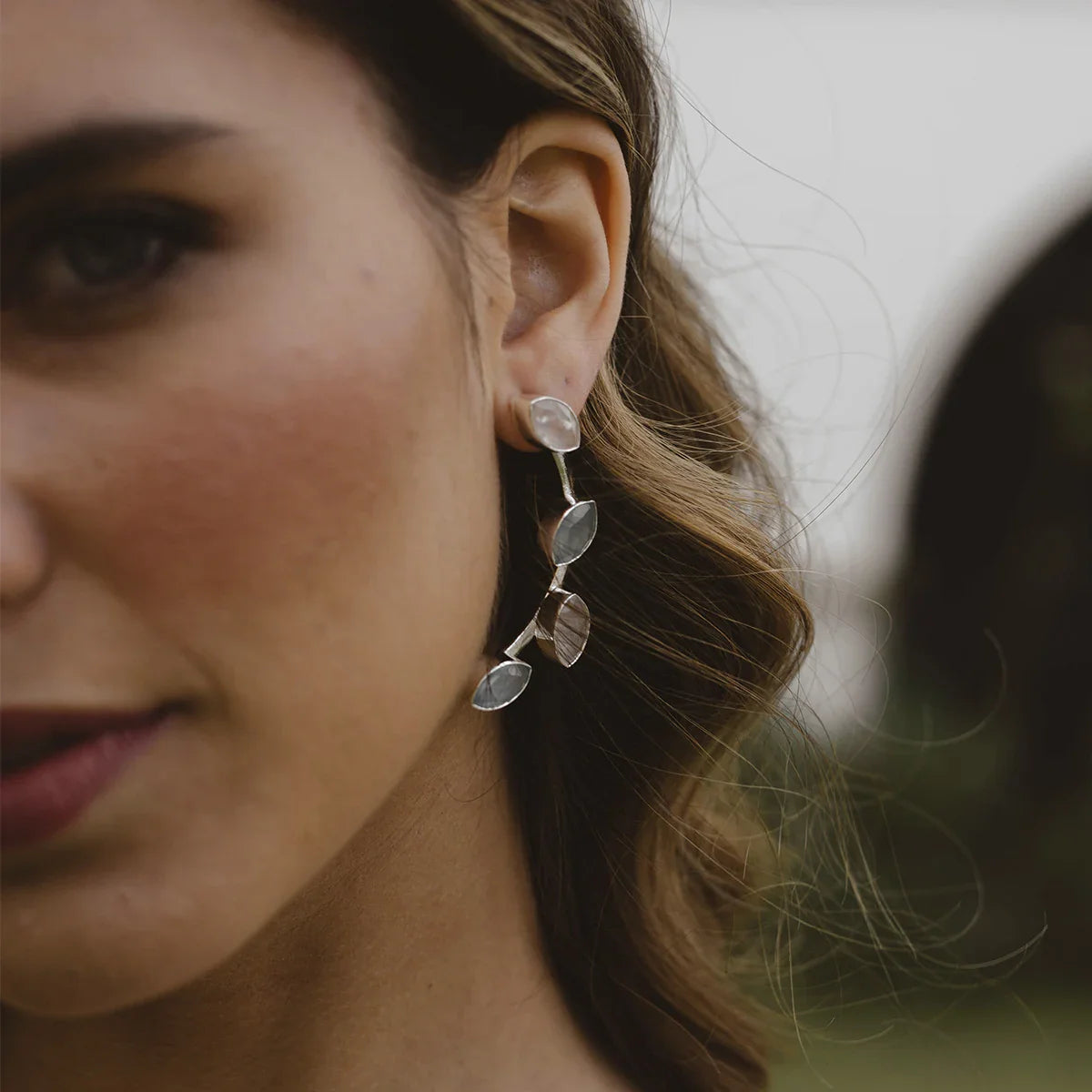 Pendientes Aura Plata Rosa Cuarzo y Azul