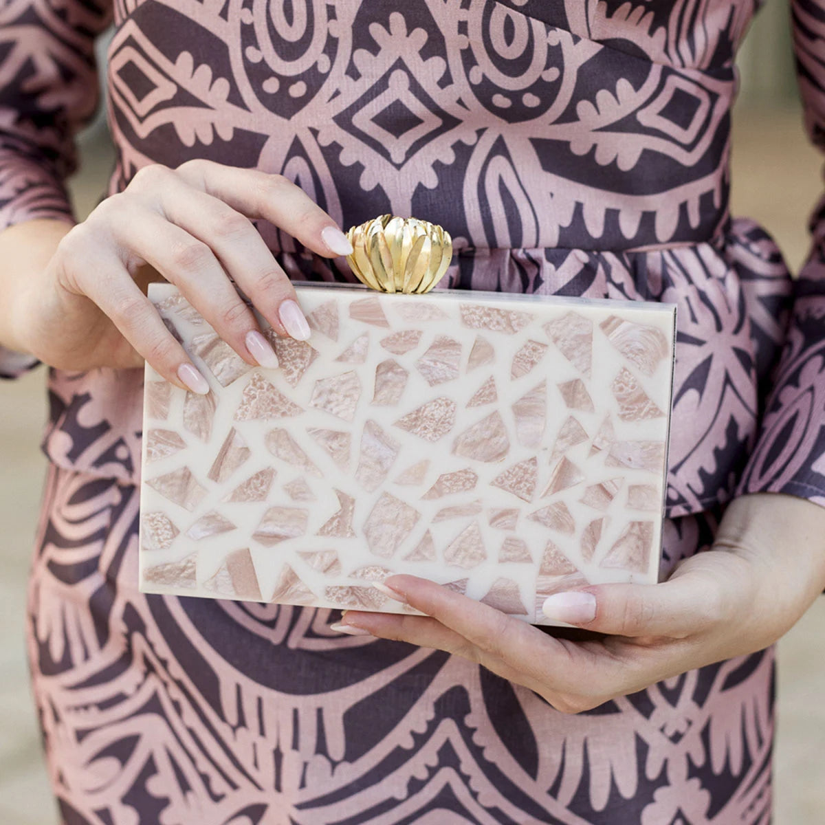 Clutch Loto Terrazzo Nude soft