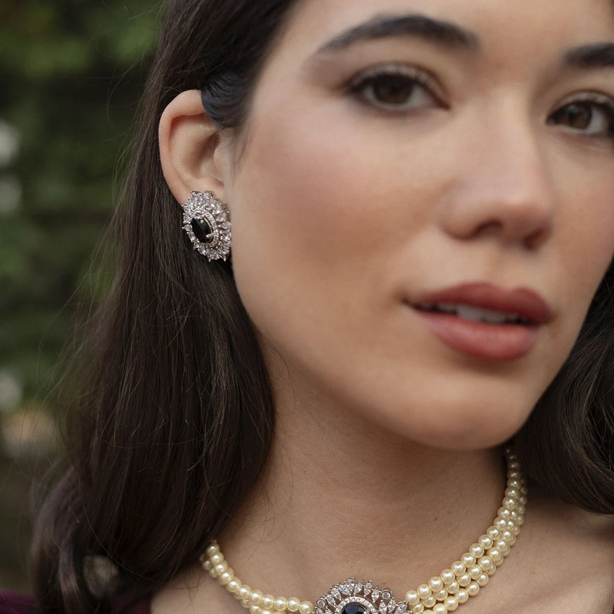 Pendientes Cilla Plata Negro