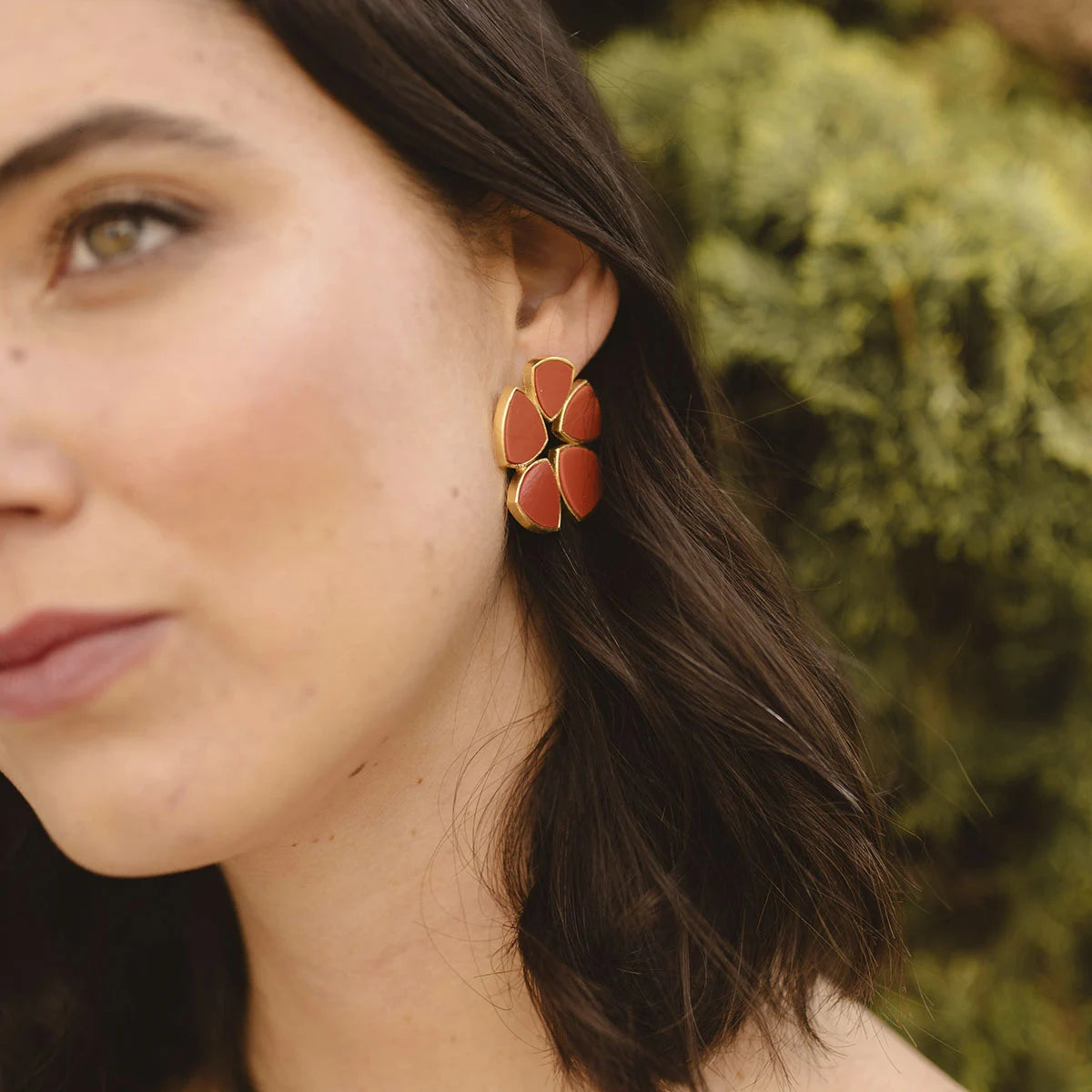 Pendientes Flor Batres Rojo Coral