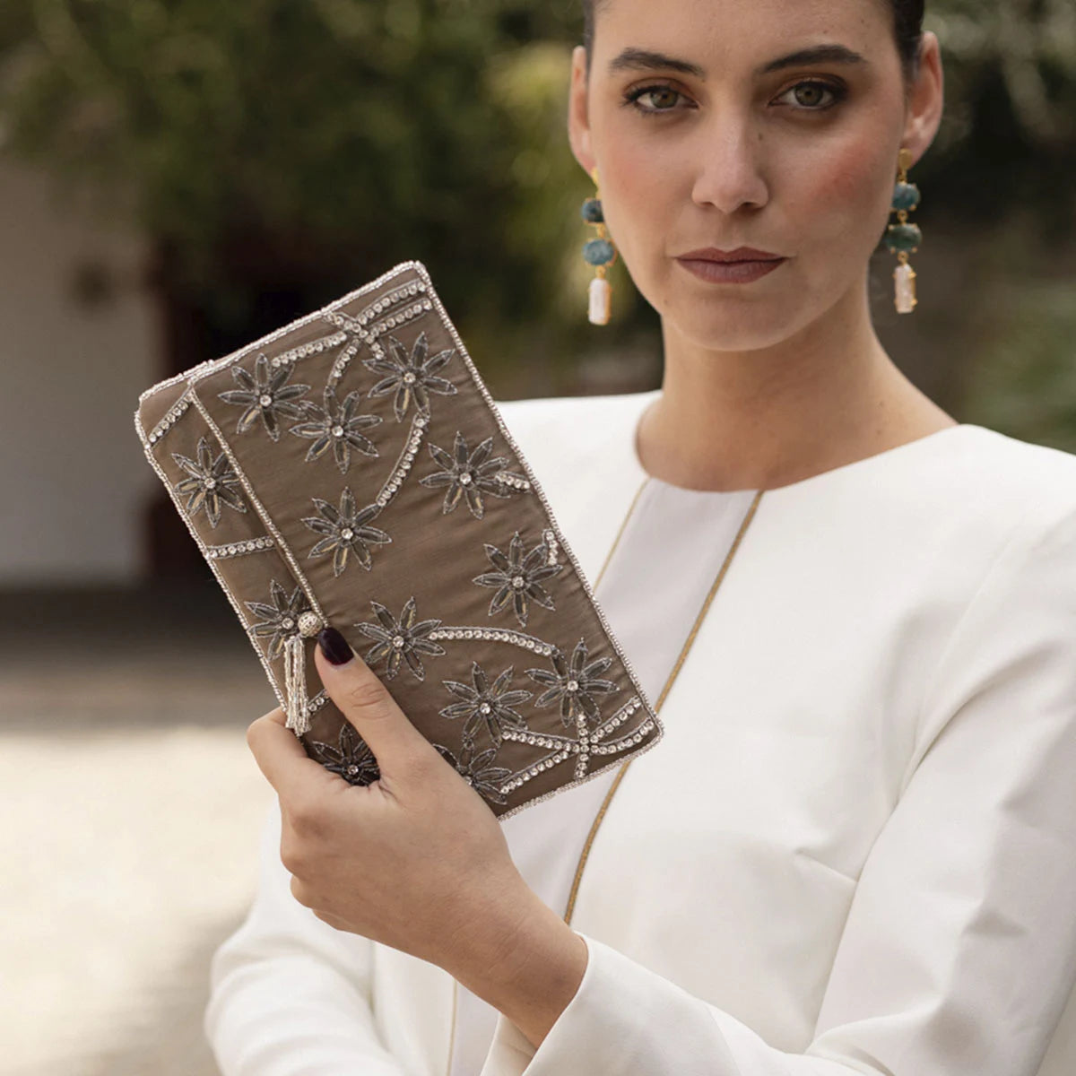 Bolso Sobre Gélida Plata Marrón