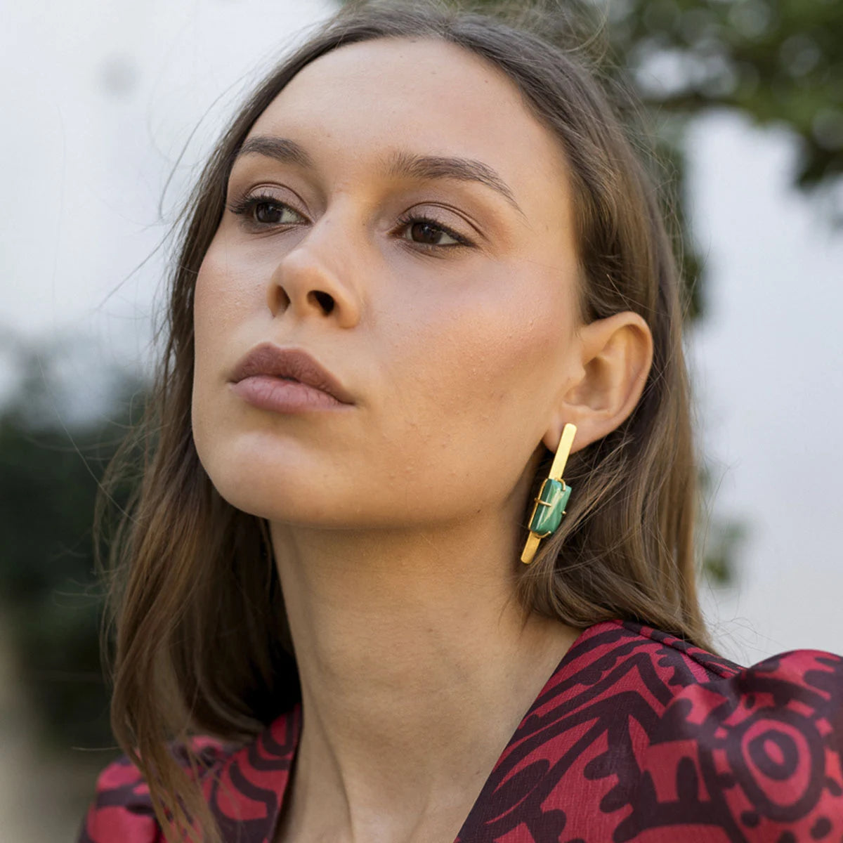 Pendientes Esencia Verde Malaquita