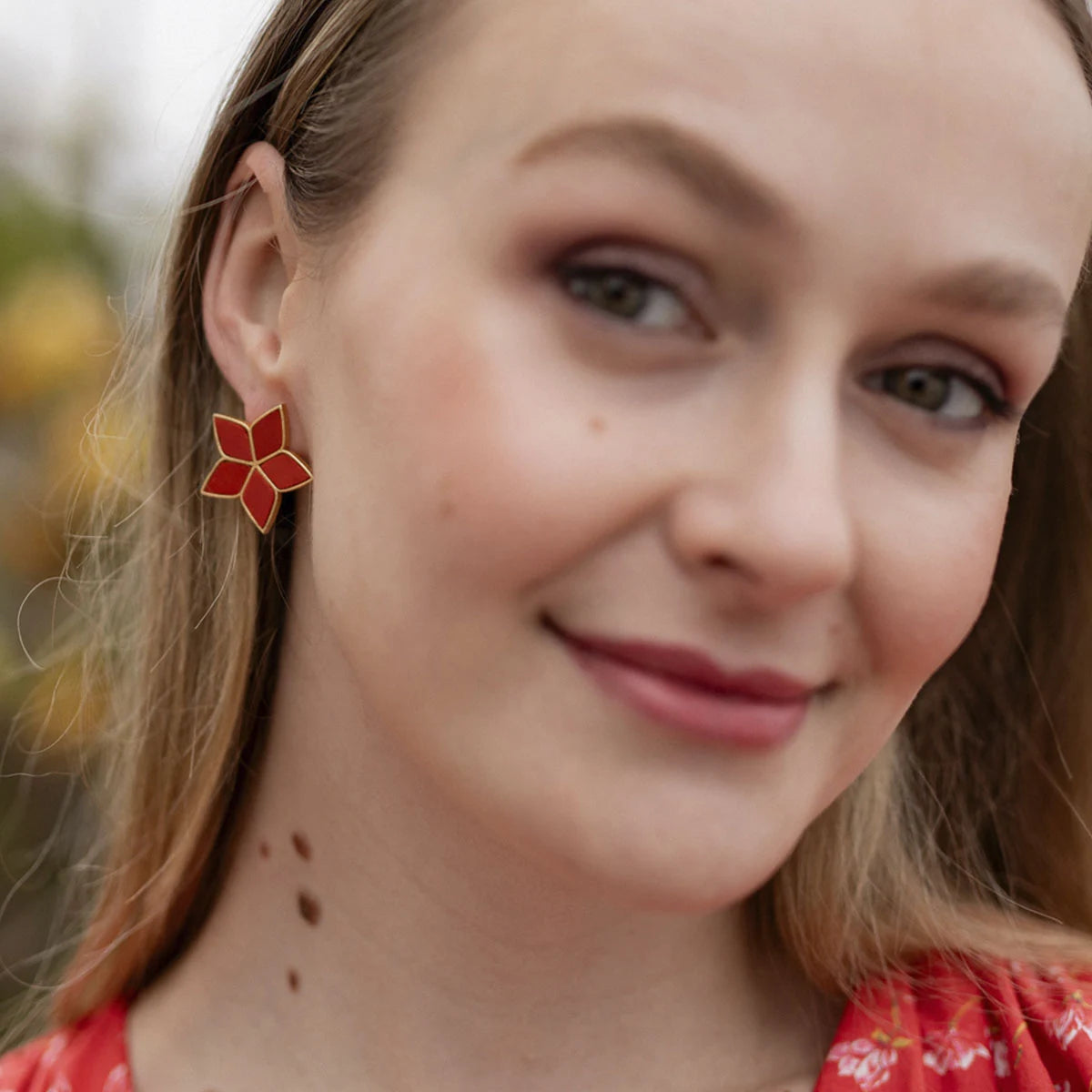 Pendientes Abelia Rojo