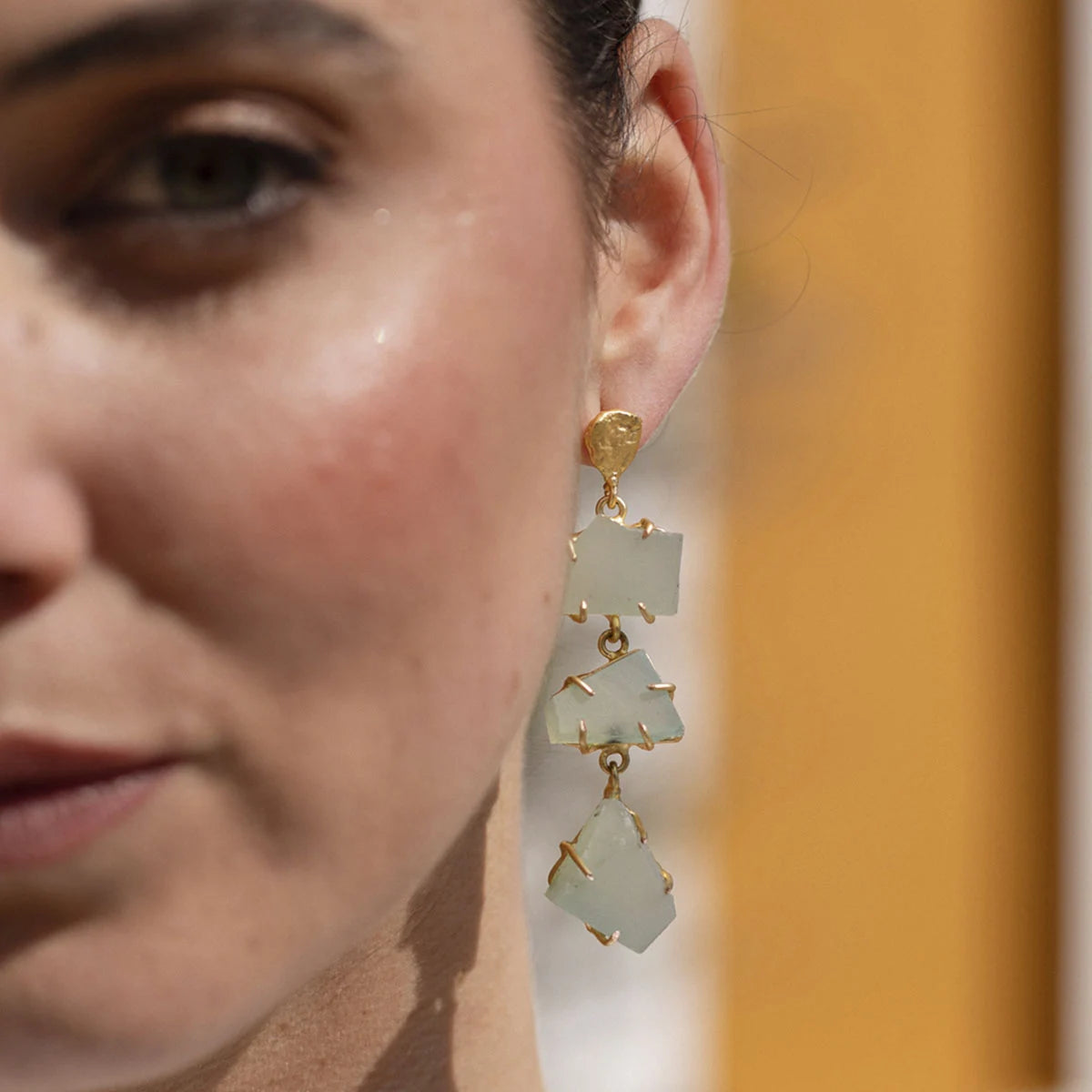 Pendientes Camboya Rough Verde Agua