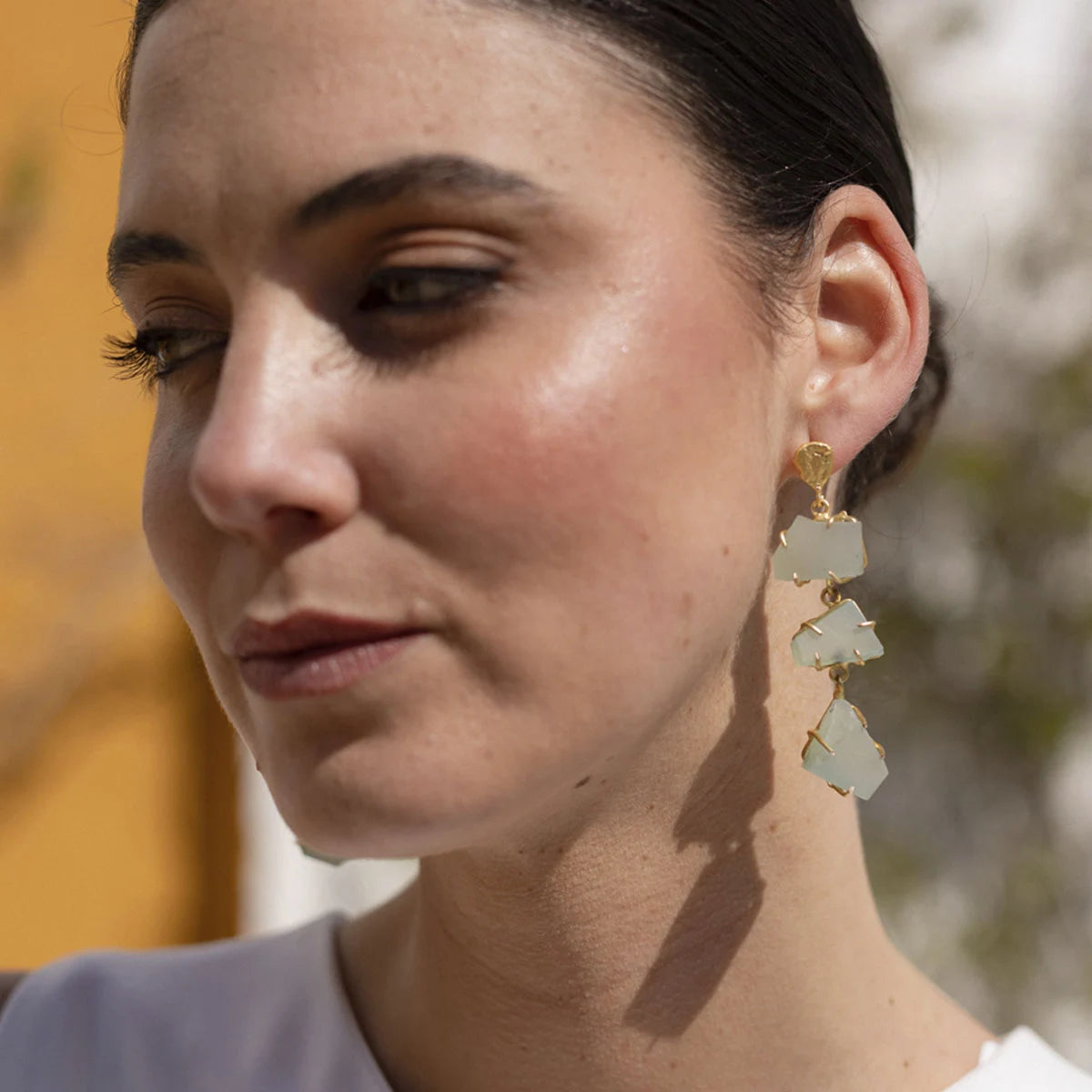 Pendientes Camboya Rough Verde Agua