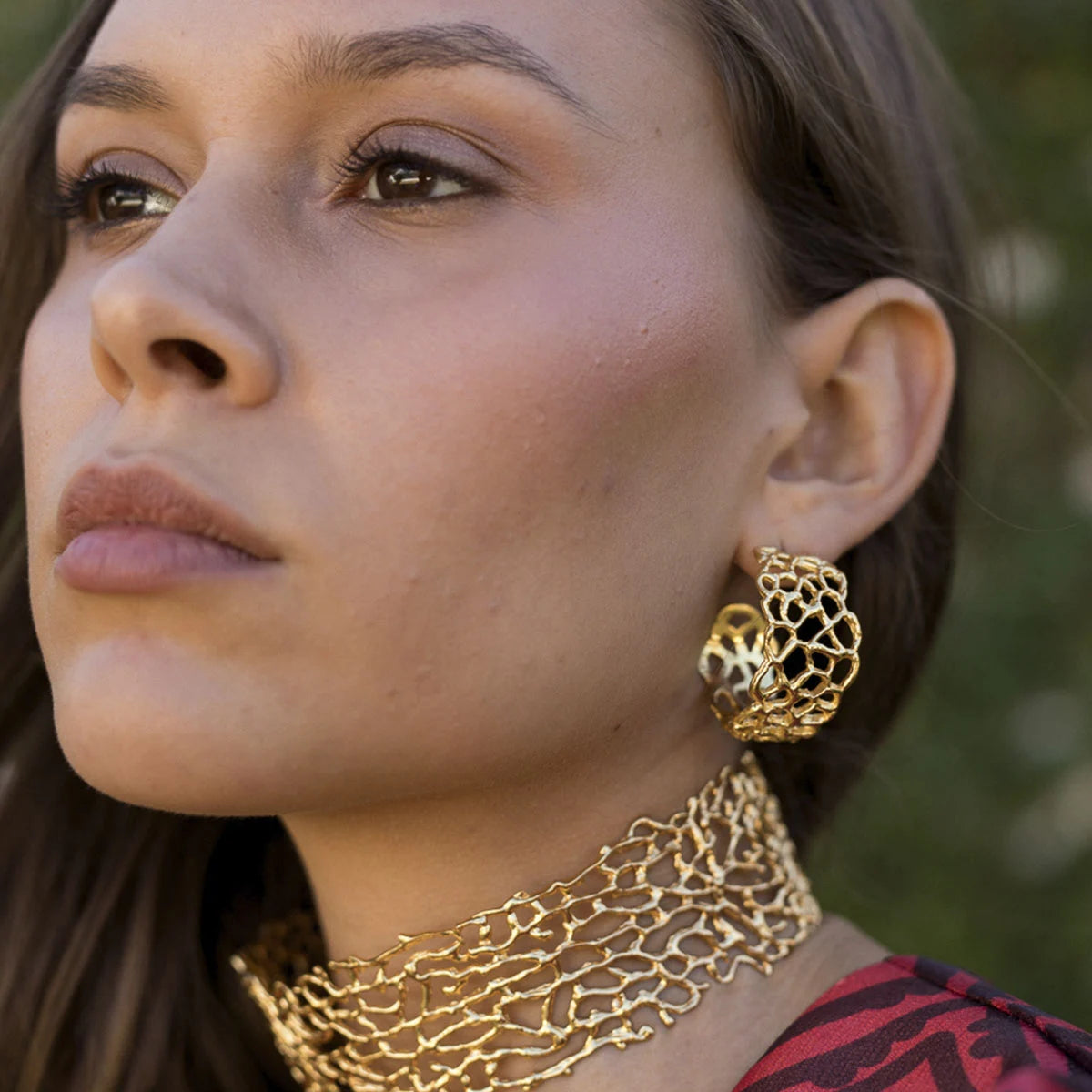 Conjunto Choker Vid + Pendientes Aros Celosía