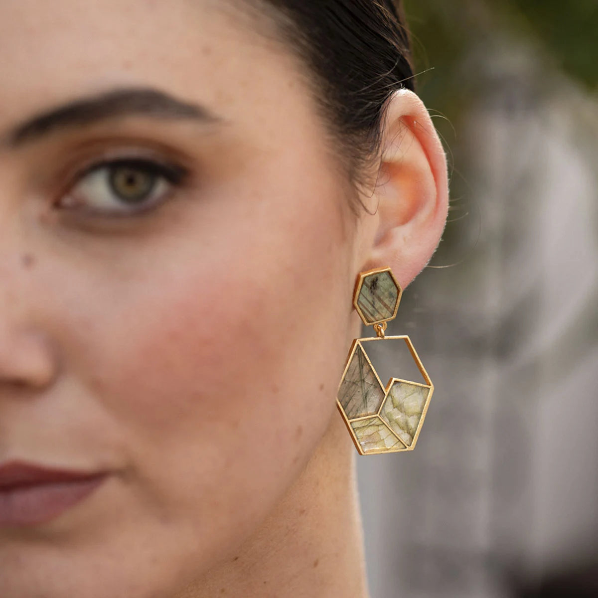 Pendientes Cubista Labradorita