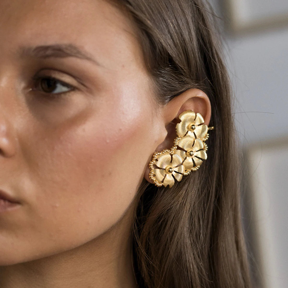 Conjunto Pendientes Earcuff Jardín + Collar Jardan + Brazalete Jardines