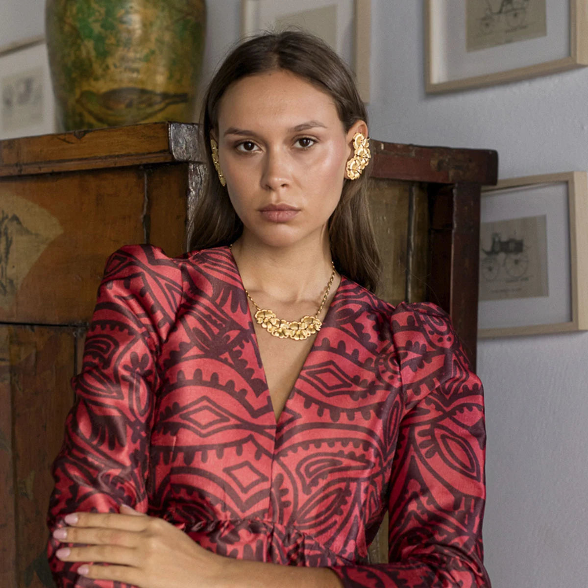 Conjunto Pendientes Earcuff Jardín + Collar Jardan + Brazalete Jardines