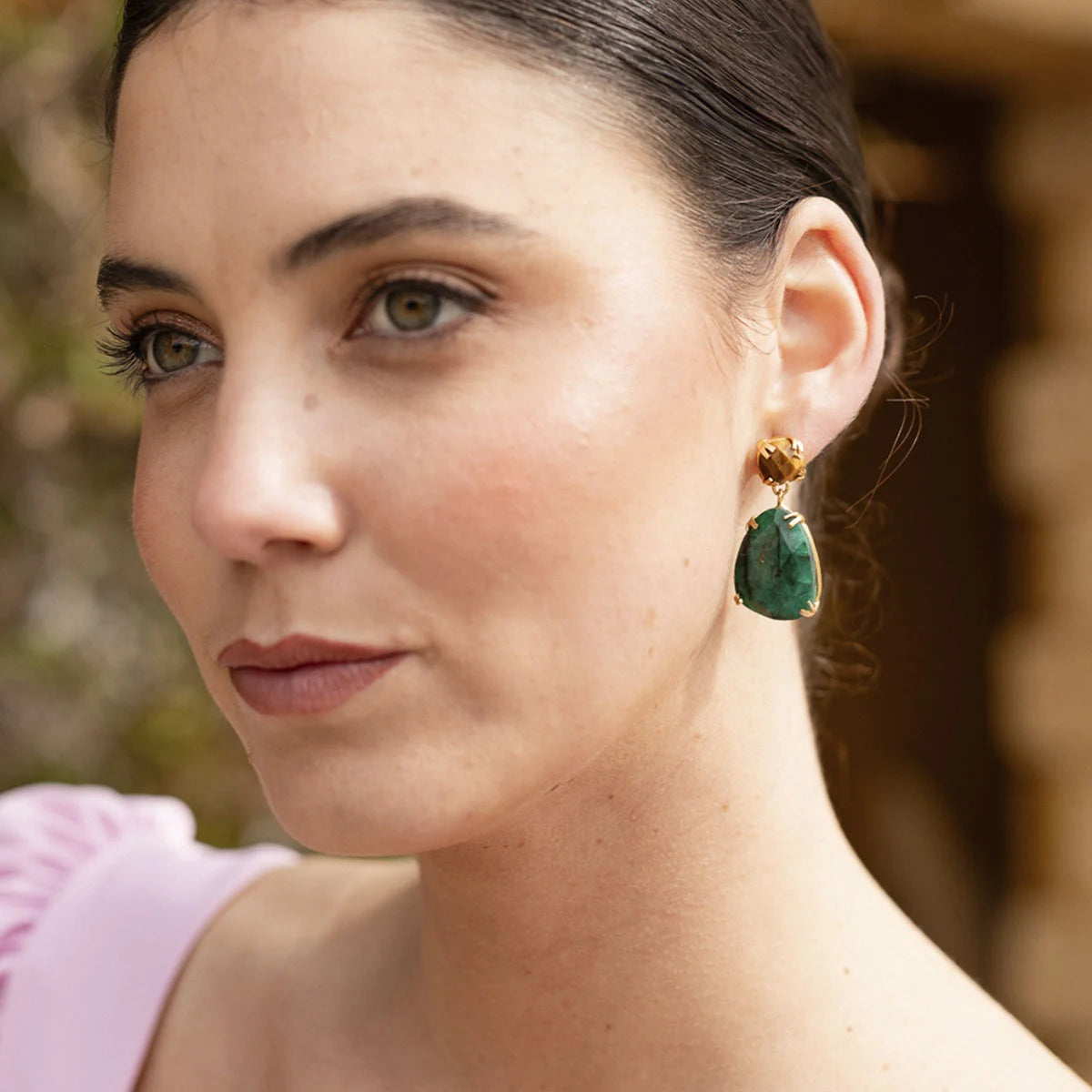 Pendientes Granada Marrón tigre y Verde