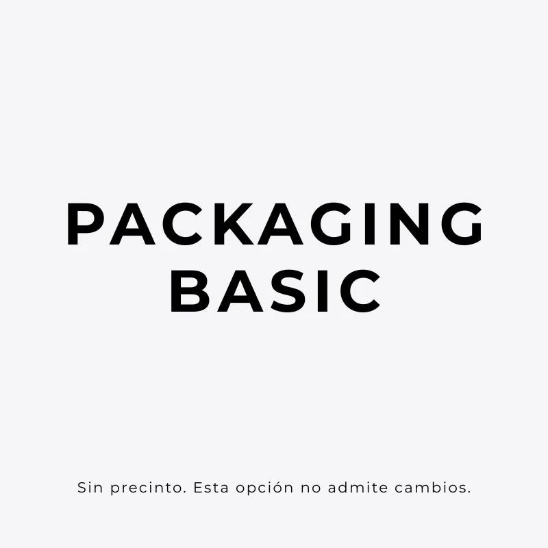 PACKAGING BASIC: Incluye: Una bolsita para guardar la pieza y un par de tuercas de silicona extras (en caso de pendientes) Sin precinto. Esta opción no admite cambios.