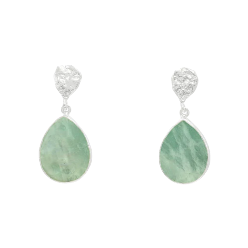 Pendientes Drop Ed. Limitada Plata Pulido Verde Amazonita
