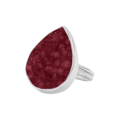 Anillo Formentera Ed. Limitada Drusa Plata Burdeos Rosado