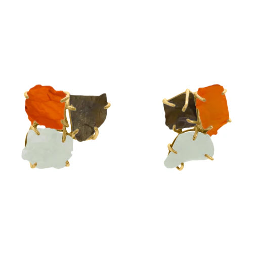 Pendientes Ohana Ed. Limitada Naranja, Labradorita y Verde Agua