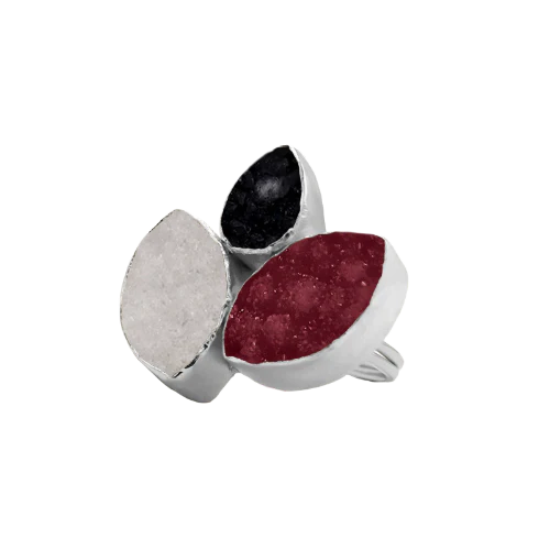 Anillo Grayas Ed. Limitada Plata Negro, Blanco y Burdeos