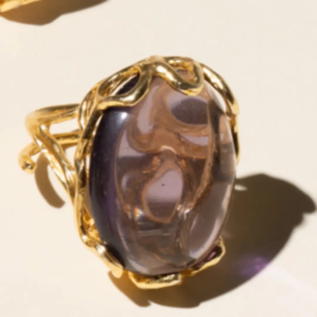 Anillo Alpes Liso Morado Amatista