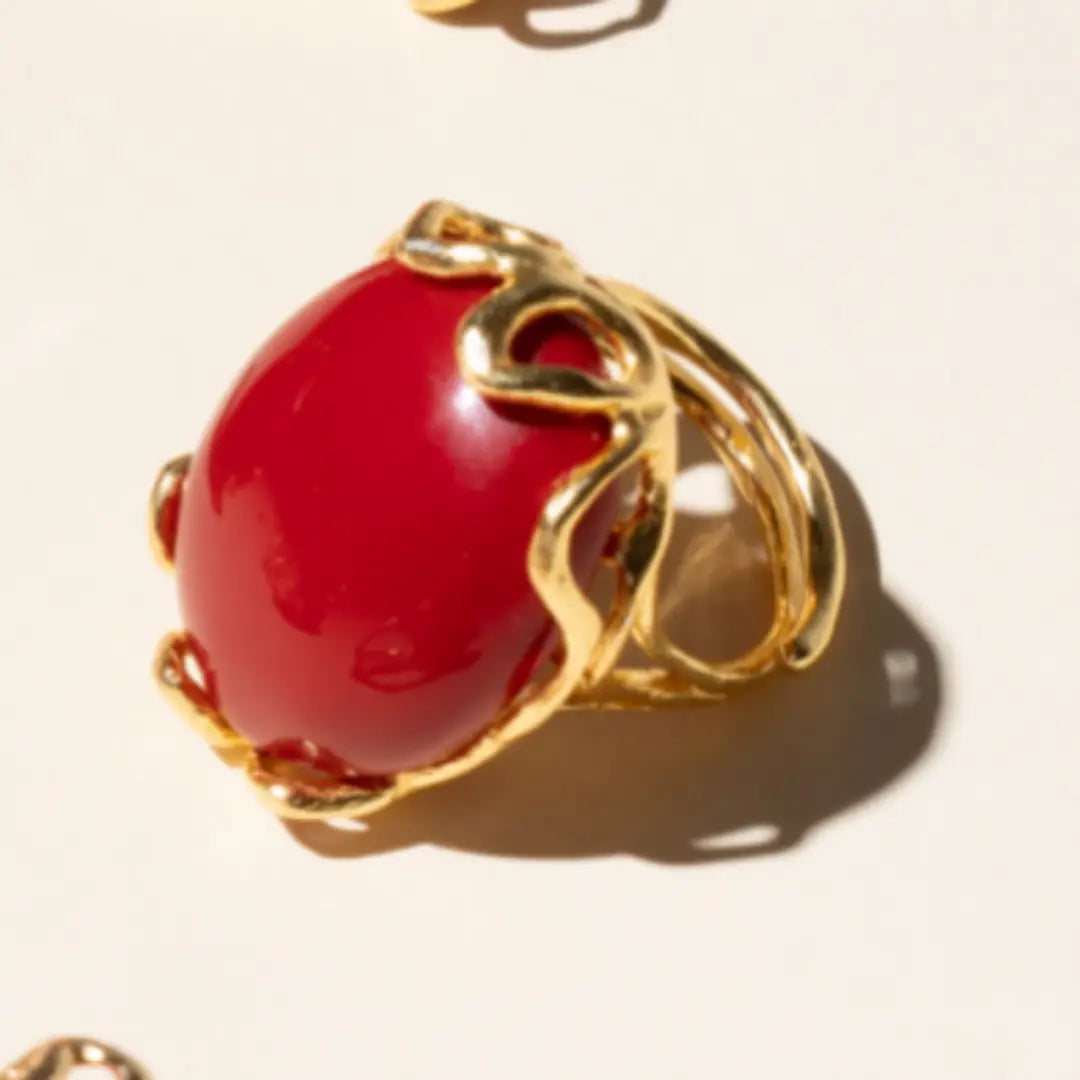 Anillo Alpes Liso Rojo