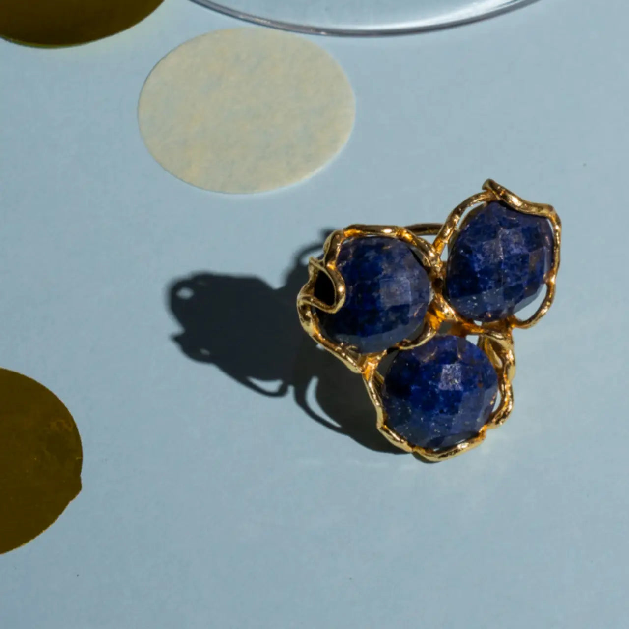 Anillo Baviera Face Azul Lapis