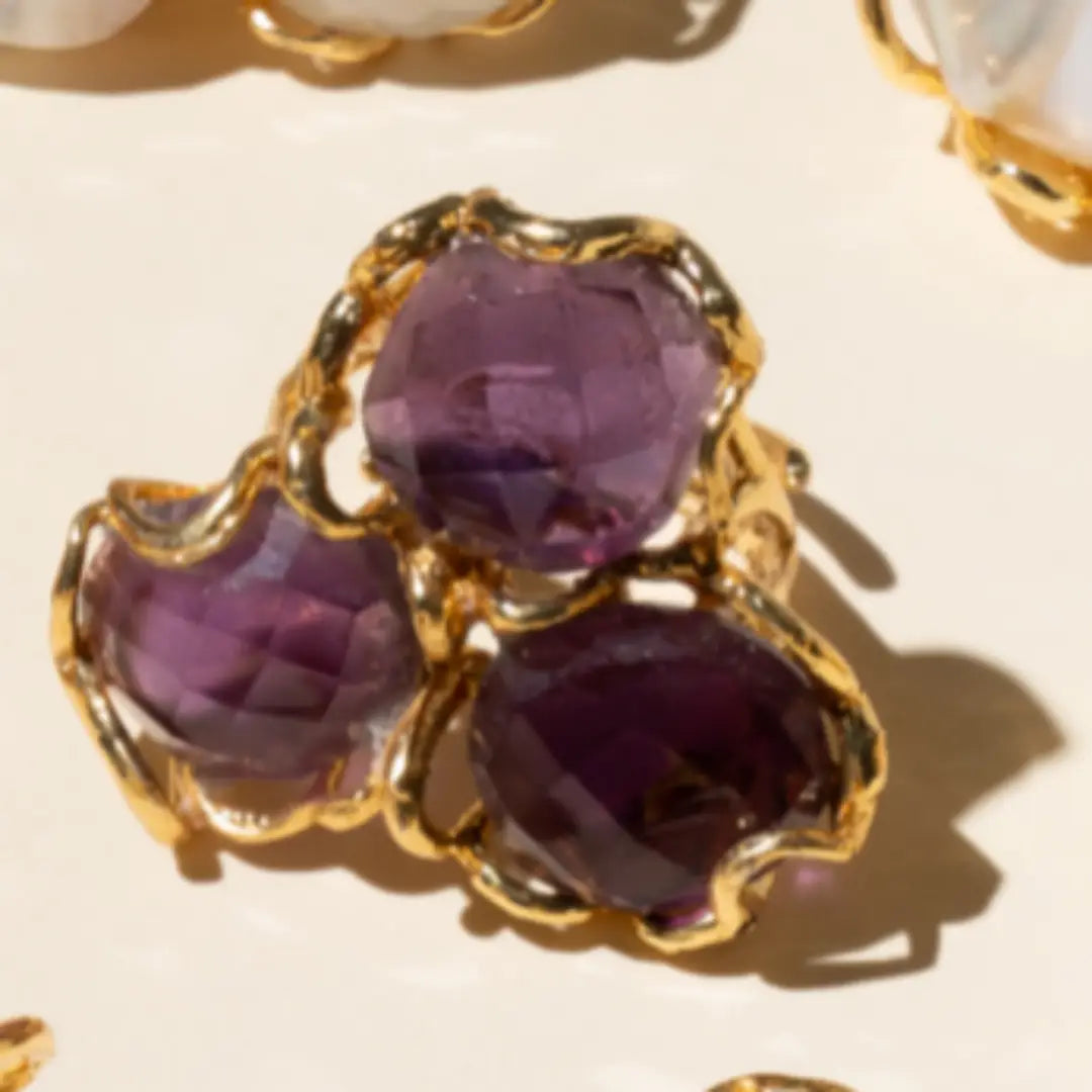 Anillo Baviera Face Morado Amatista