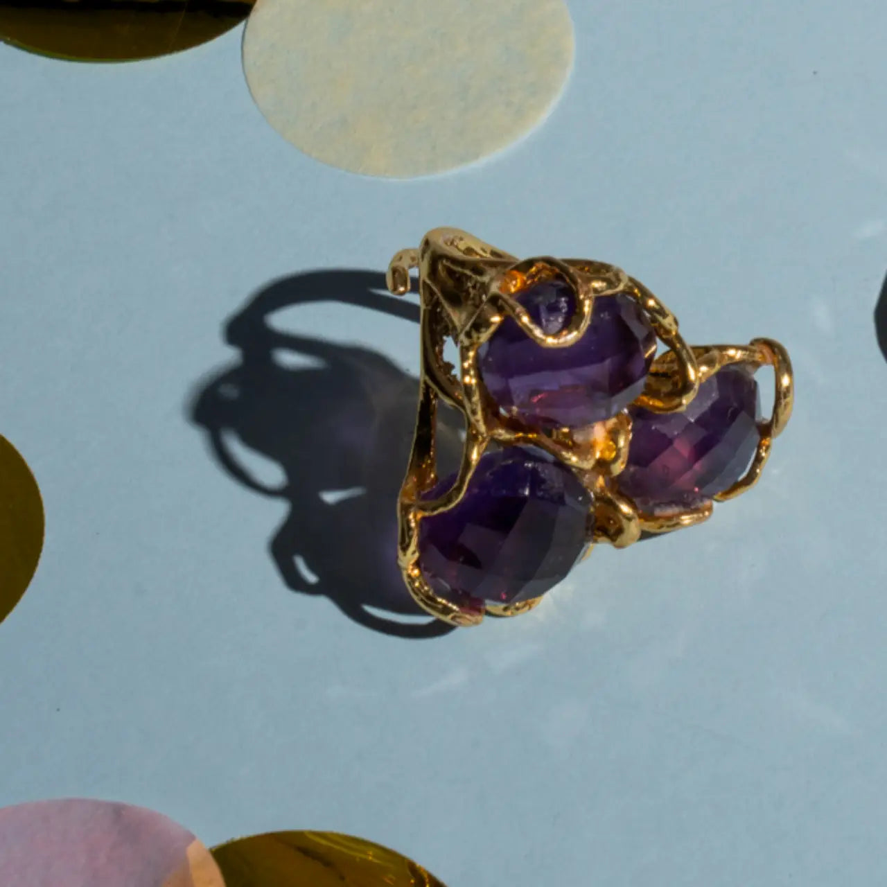 Anillo Baviera Face Morado Amatista