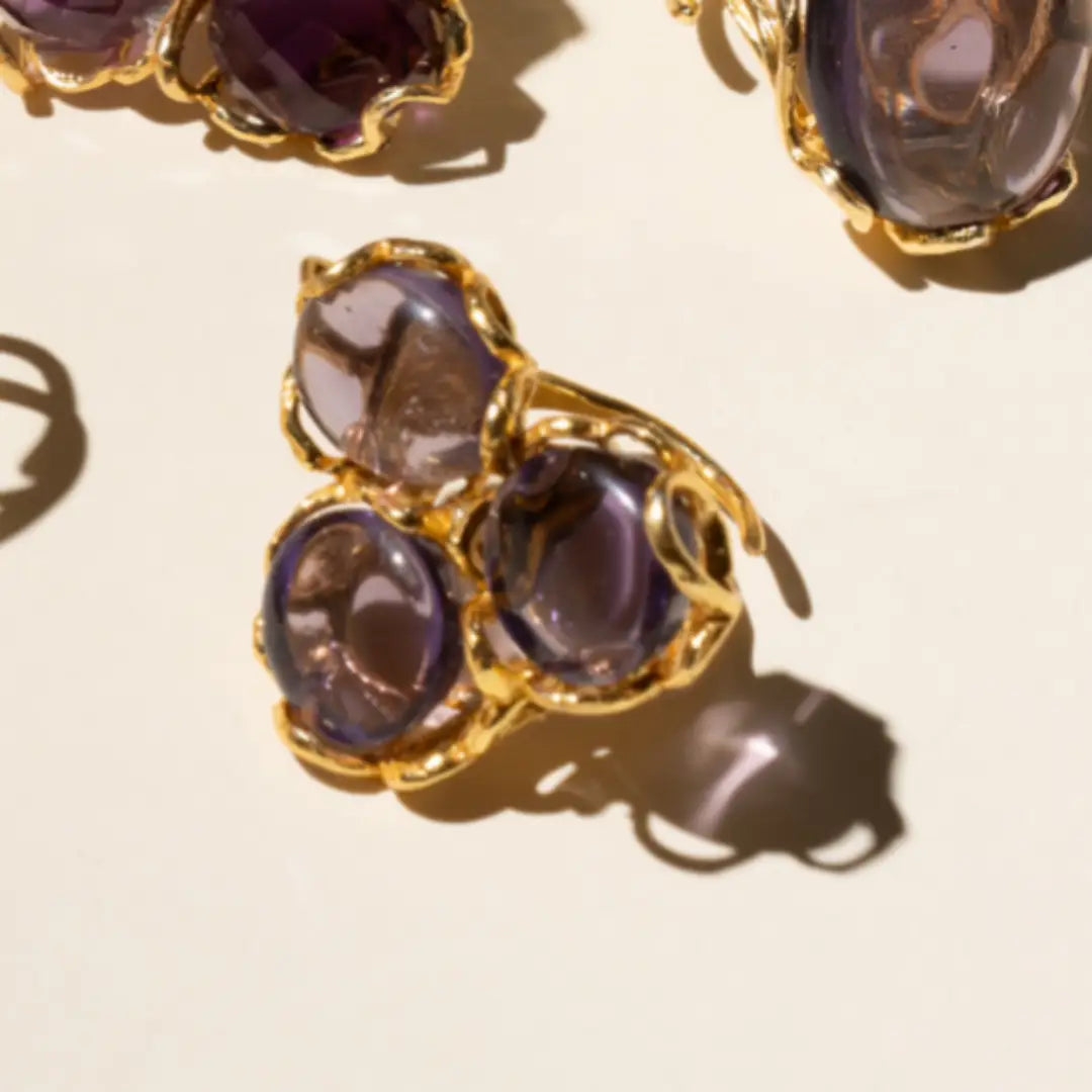Anillo Baviera Liso Morado Amatista