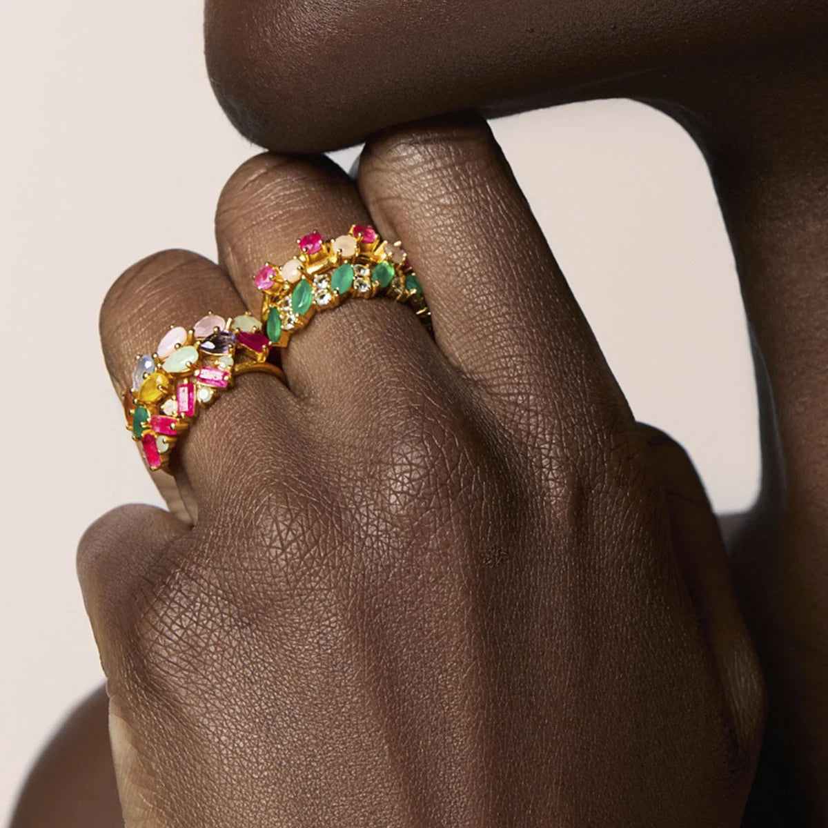 Anillo Sabrina Rubí y Amazonita