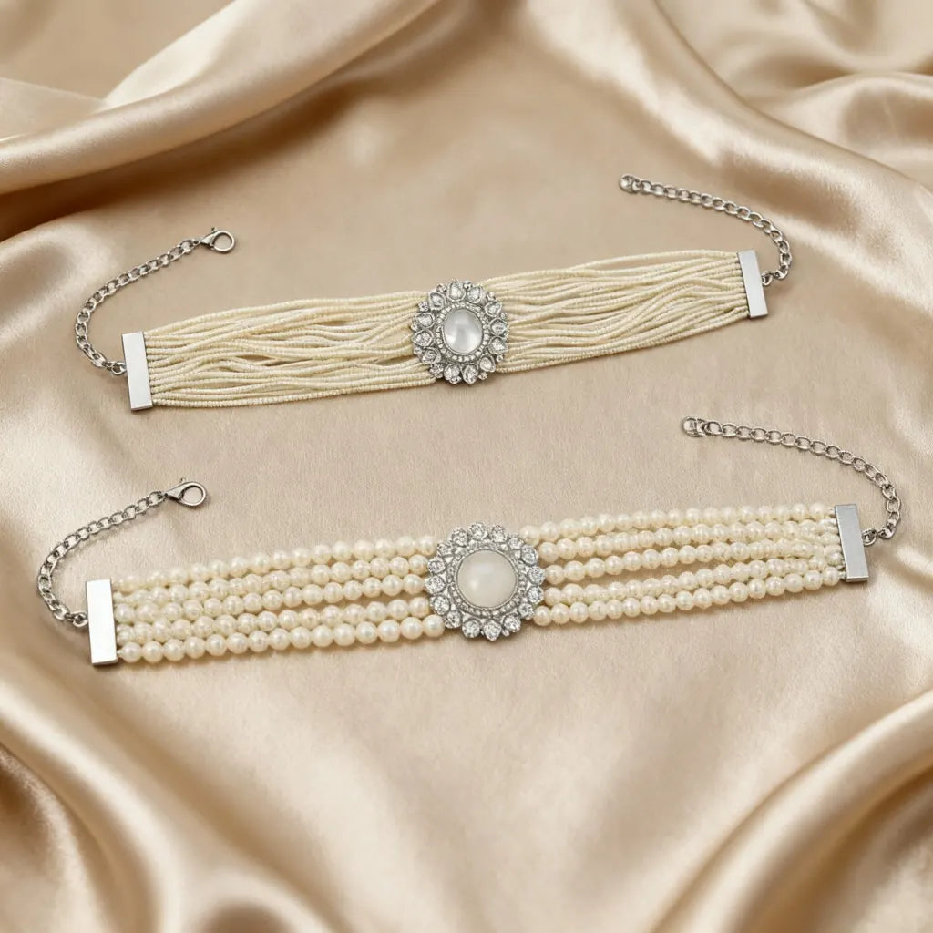 Choker Vintage Anise Plata Perlas