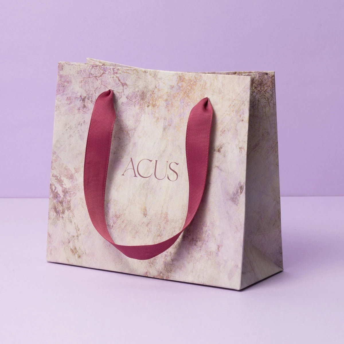 Bolsa Acus Estampado Morada y Rosas pequeña