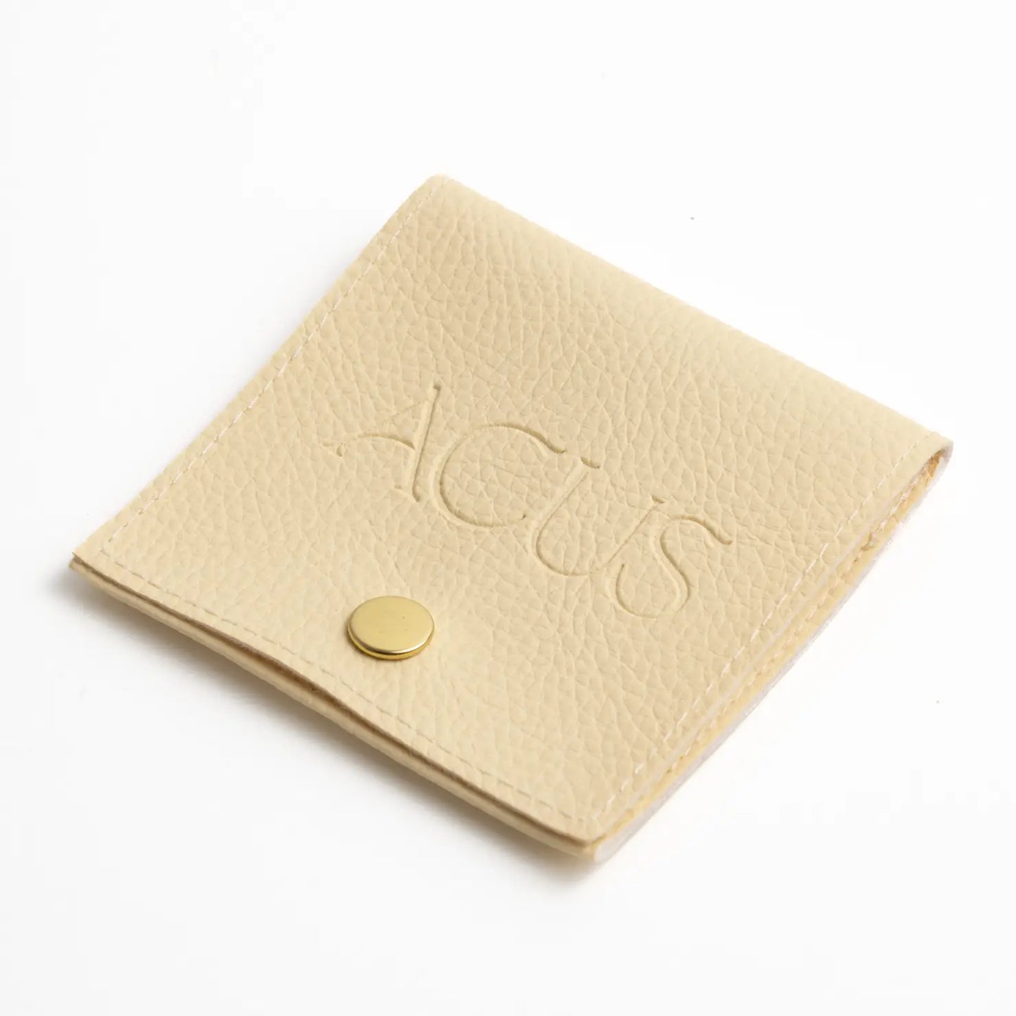 Bolsa De Polipiel Beige Crema Botón