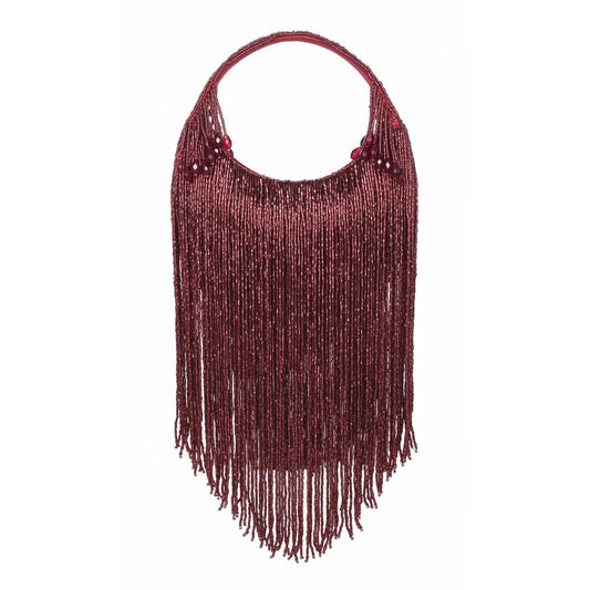 Bolso Asa Surco Flecos Burdeos