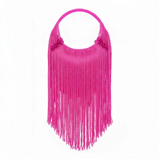 Bolso Asa Surco Flecos Fucsia