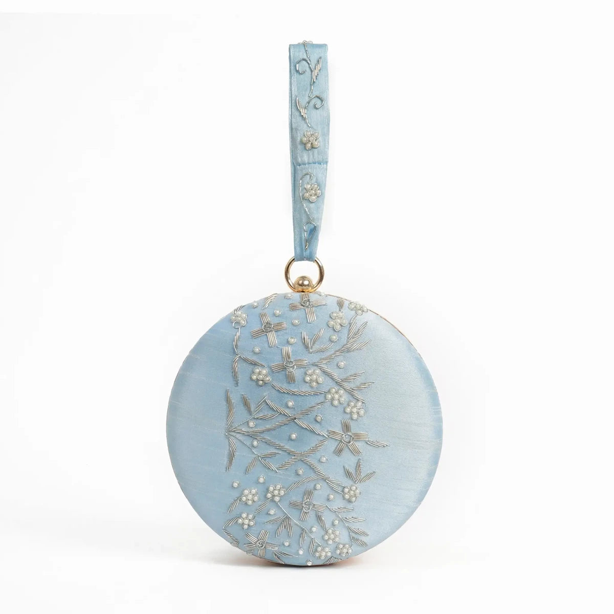 Bolso Circular Mistral Oro y Plata Azul claro