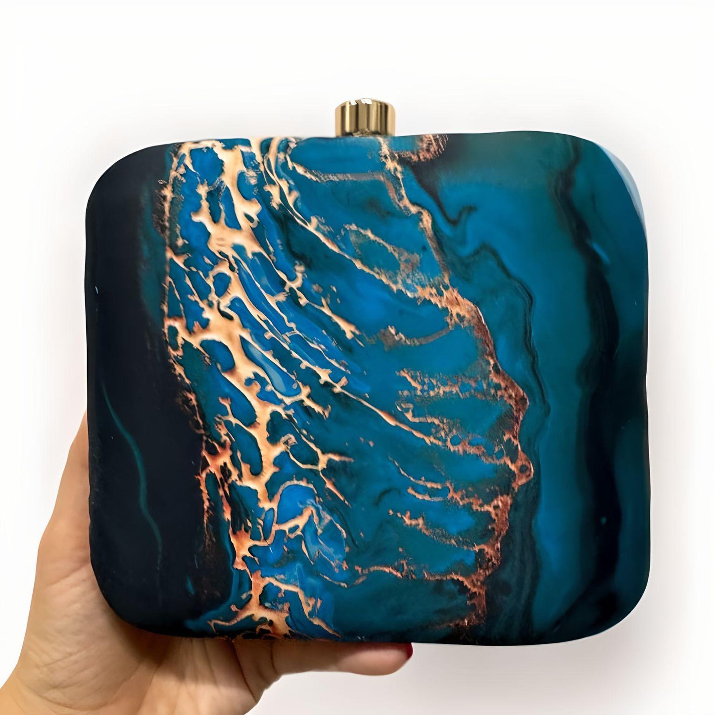 Bolso Cuadrado Print Goldenlines Azul