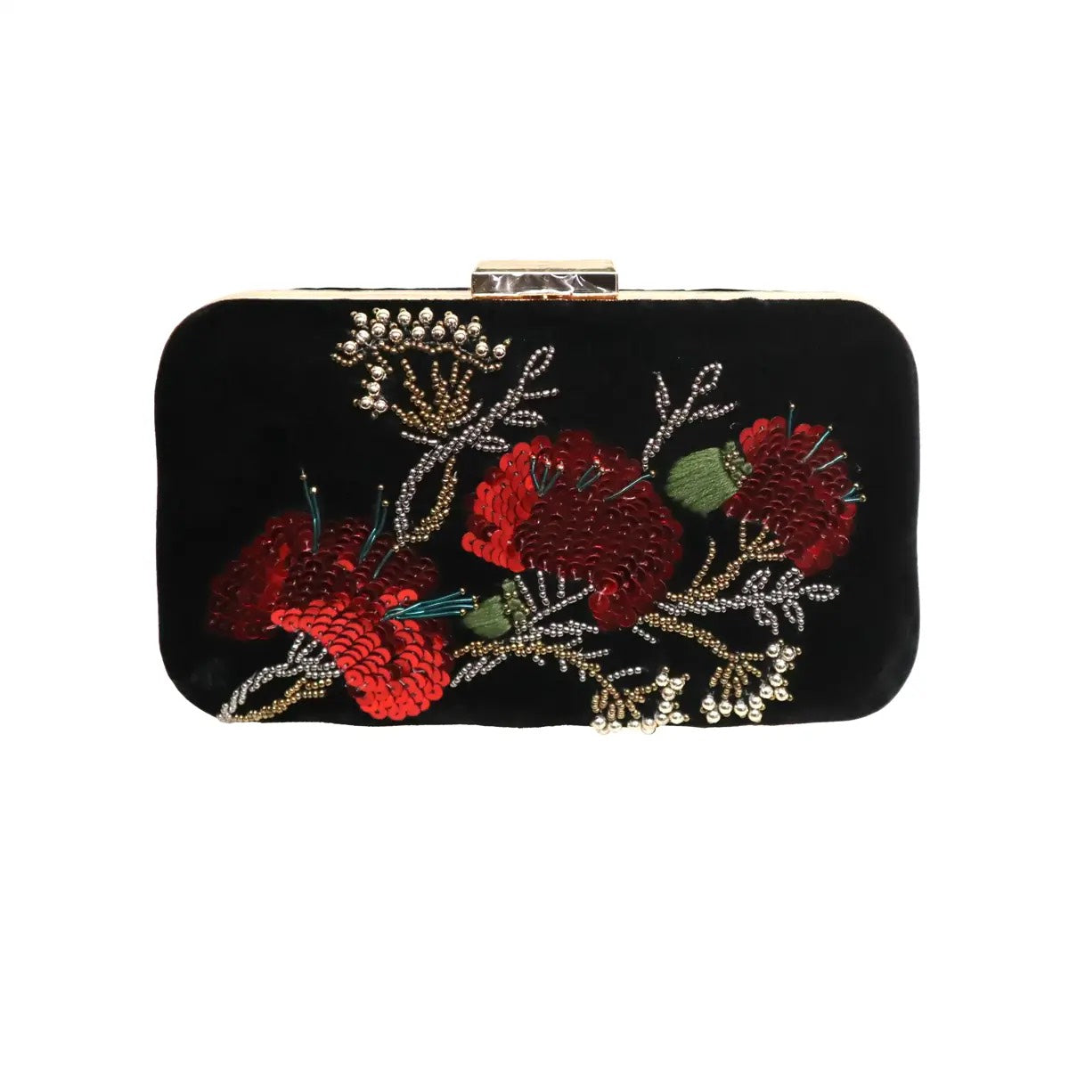 Bolso Elara Terciopelo Flores Rojas