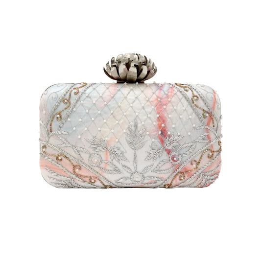 Bolso Loto Rangiroa Plata Gris y Coral