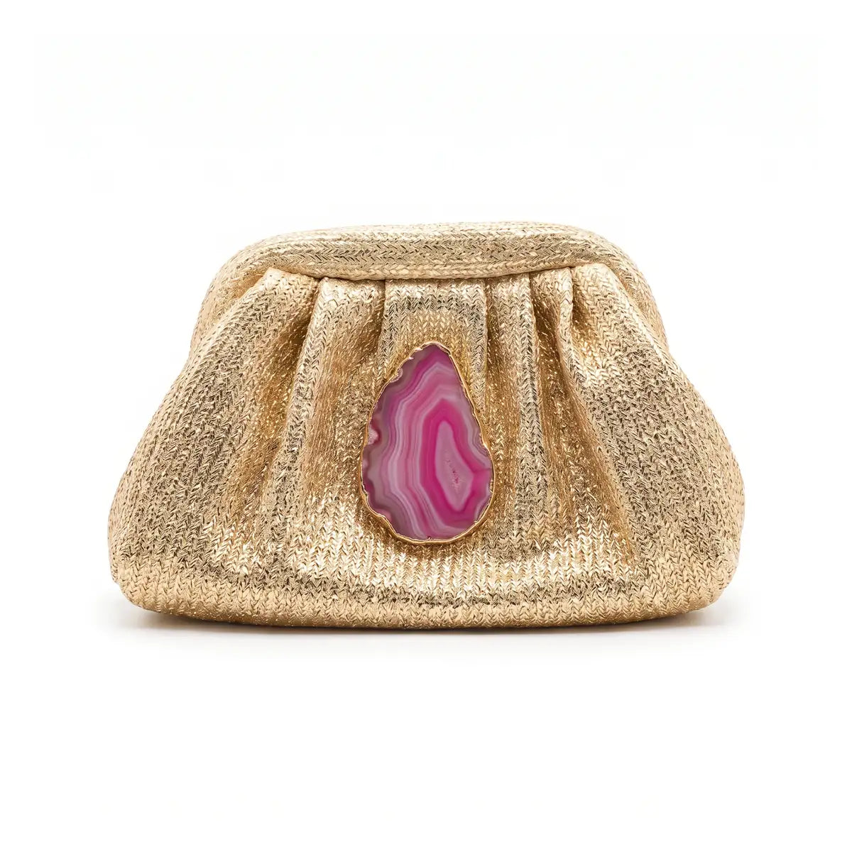 Bolso Nube Ojal Dorado Piedra Fucsia