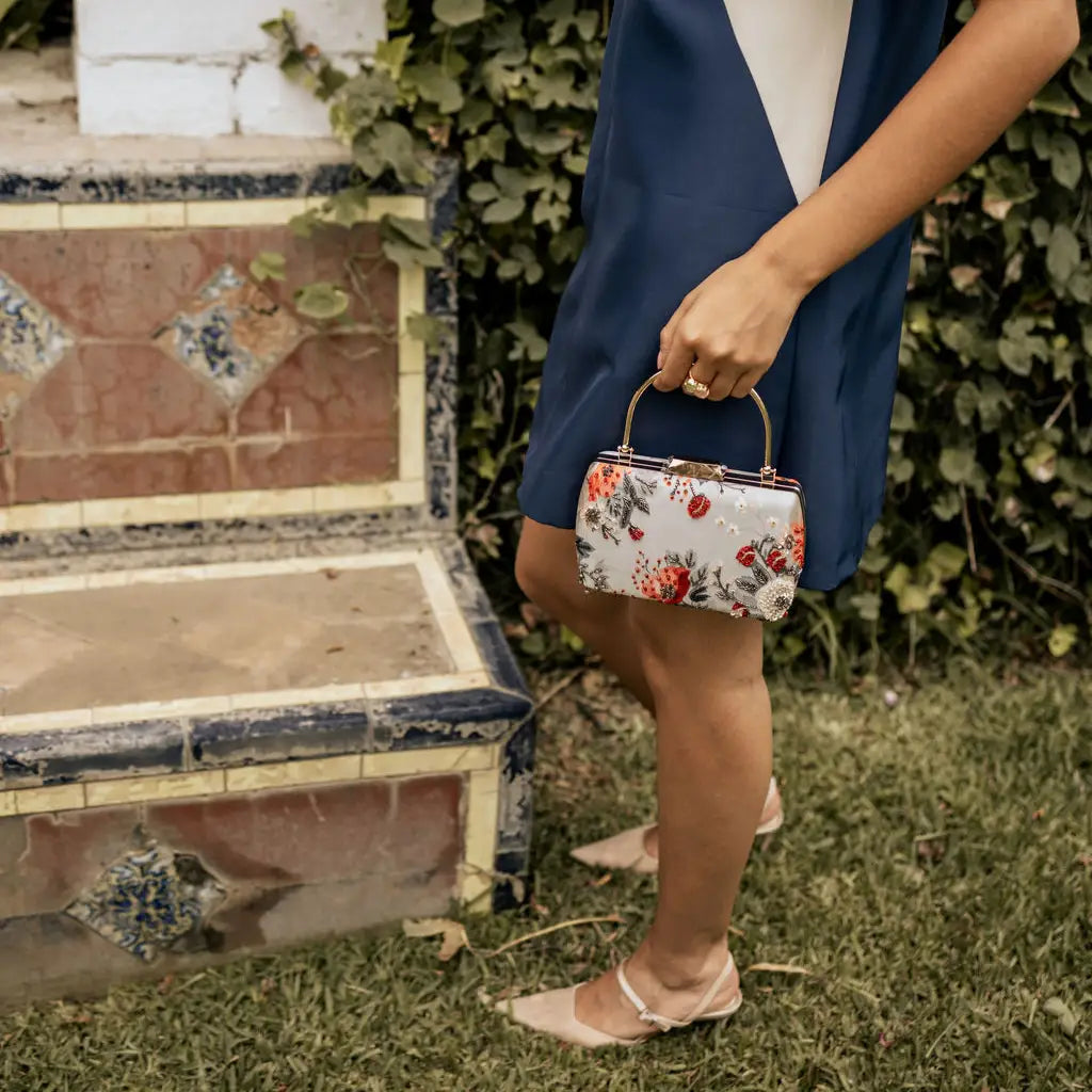 Bolso Maru Gris y Rojo