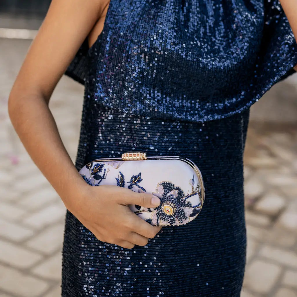 Bolso Ovalado Lennox Celine Azules y Beige