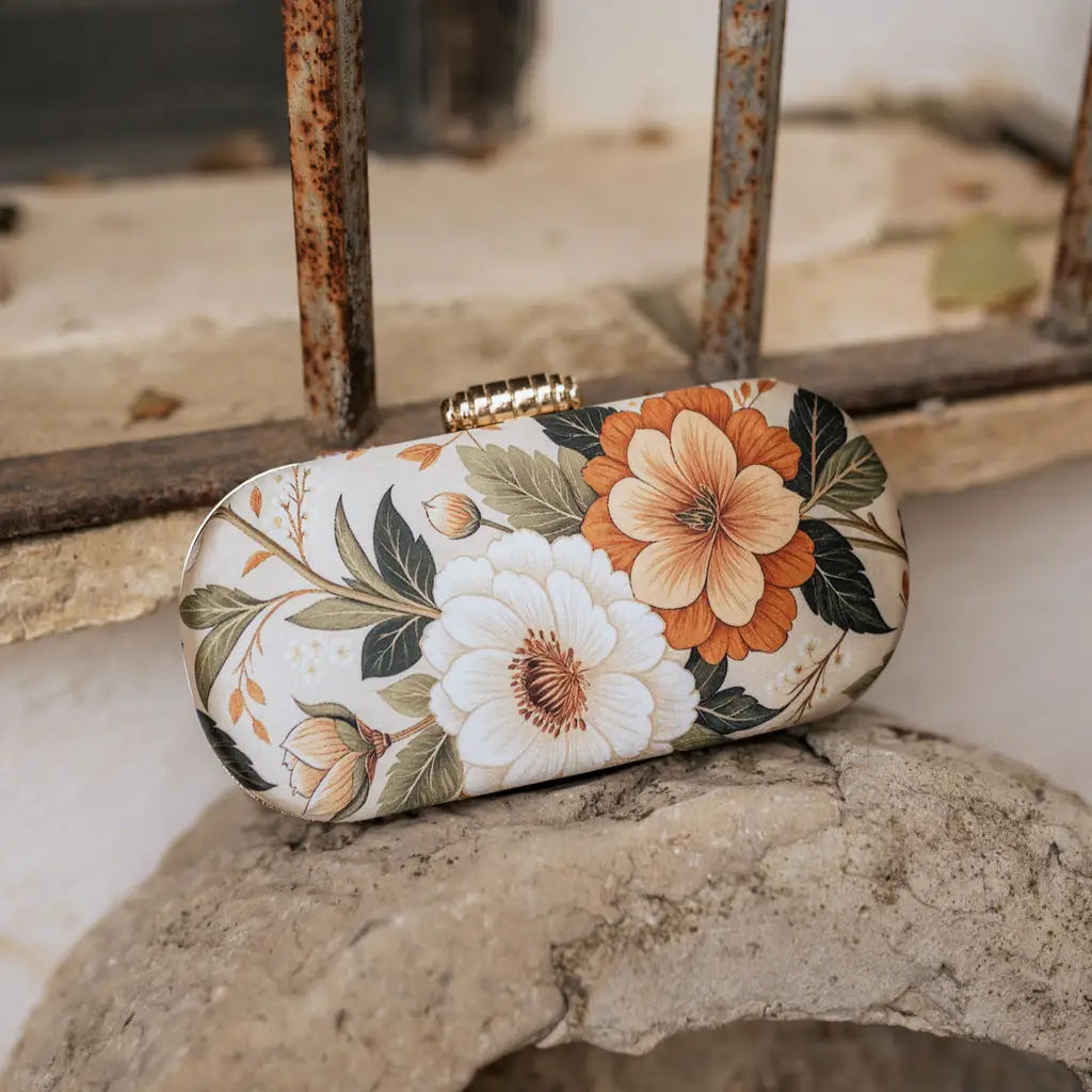 Bolso Ovalado Lennox Floréal Beige, Marrón y Verde