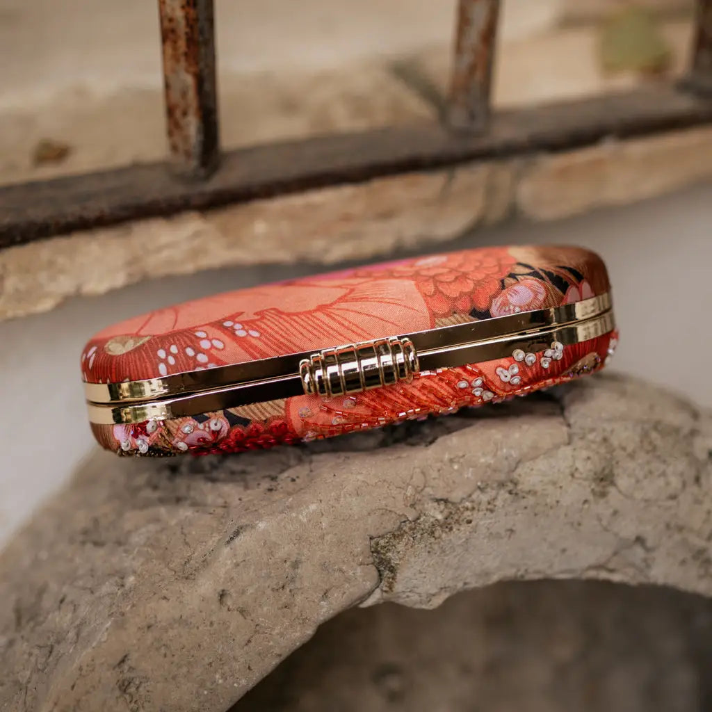 Bolso Ovalado Lennox Prado Naranja, Fucsia y Tierra