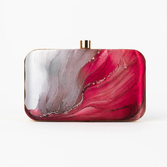 Bolso Print Goldenlines Gris y Fucsia