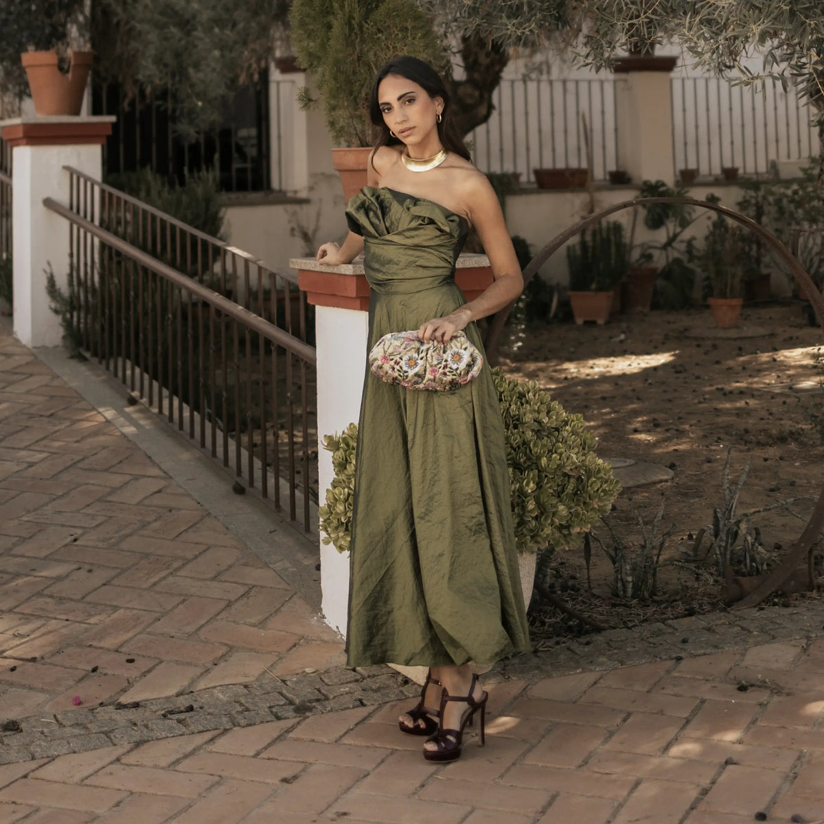 Bolso Nube Joya Edén Amarillo, Rosas y Verde