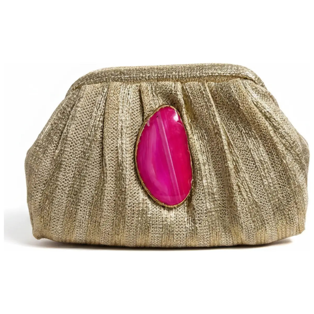 Bolso Nube Ojal Dorado Piedra Fucsia