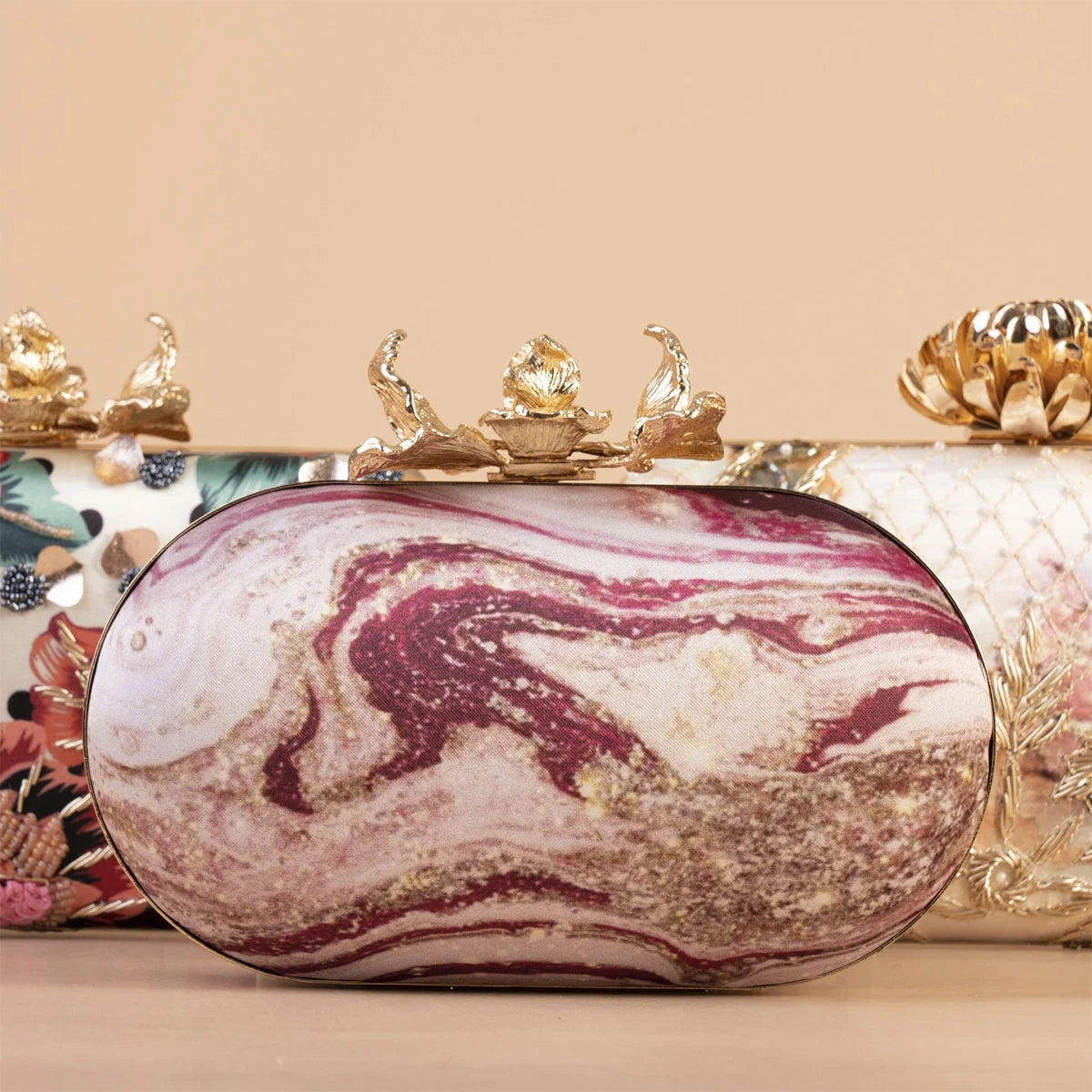 Bolso Ovalado Flor Garra Print Art Rosas Buganvilla