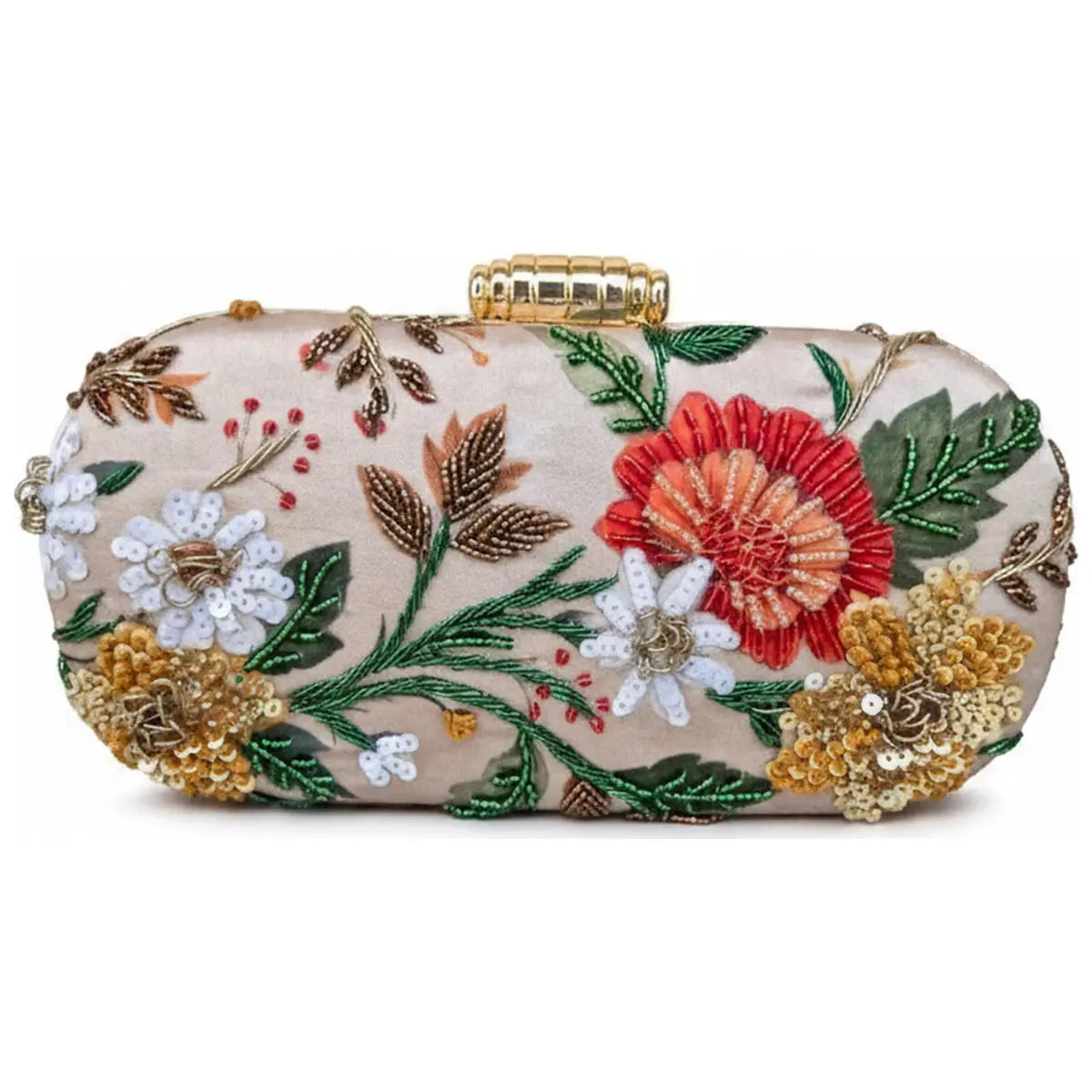 Bolso Ovalado Lennox Floralia Beige, Rojo y Verde