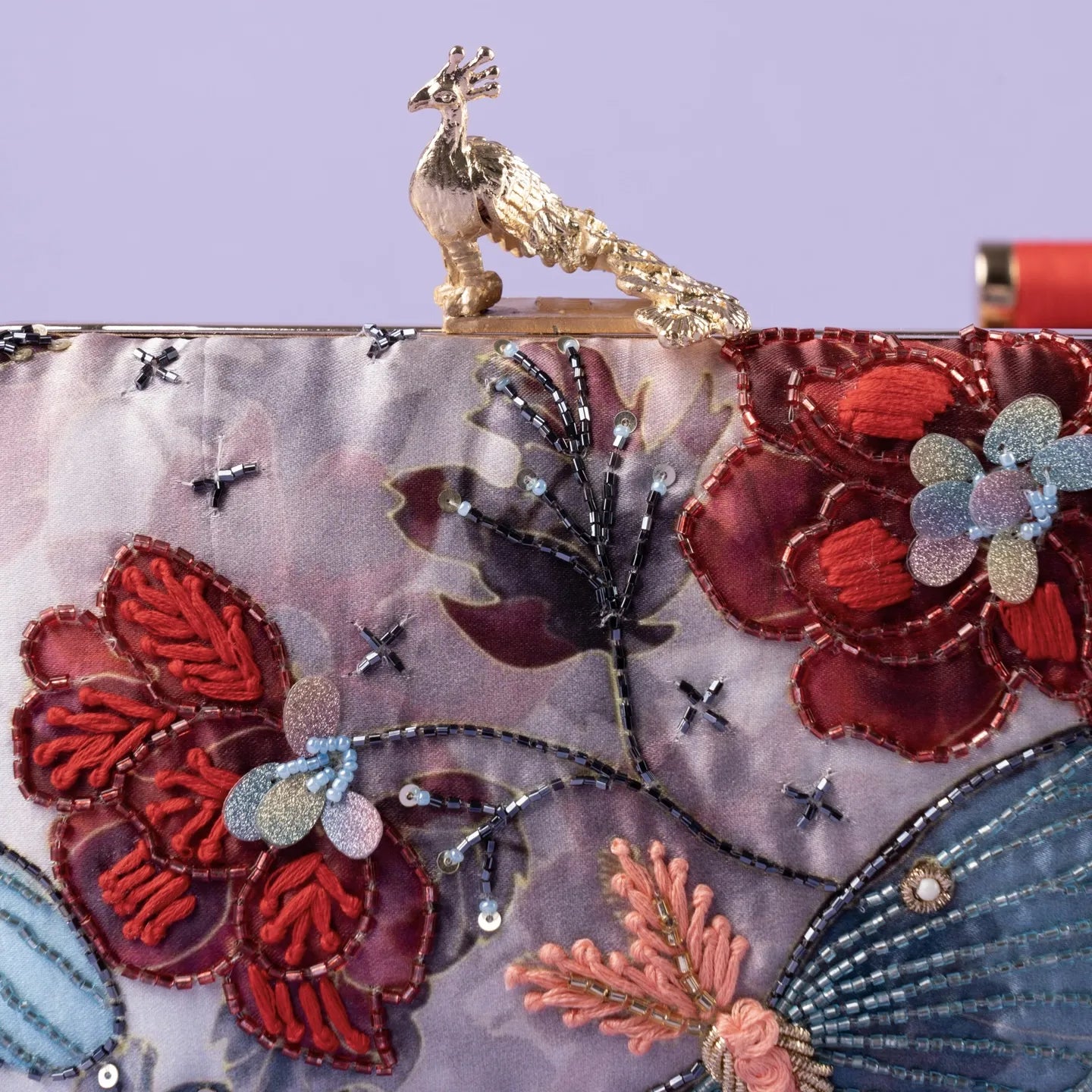 Bolso Pavo Real Podar Rojo Y Azul