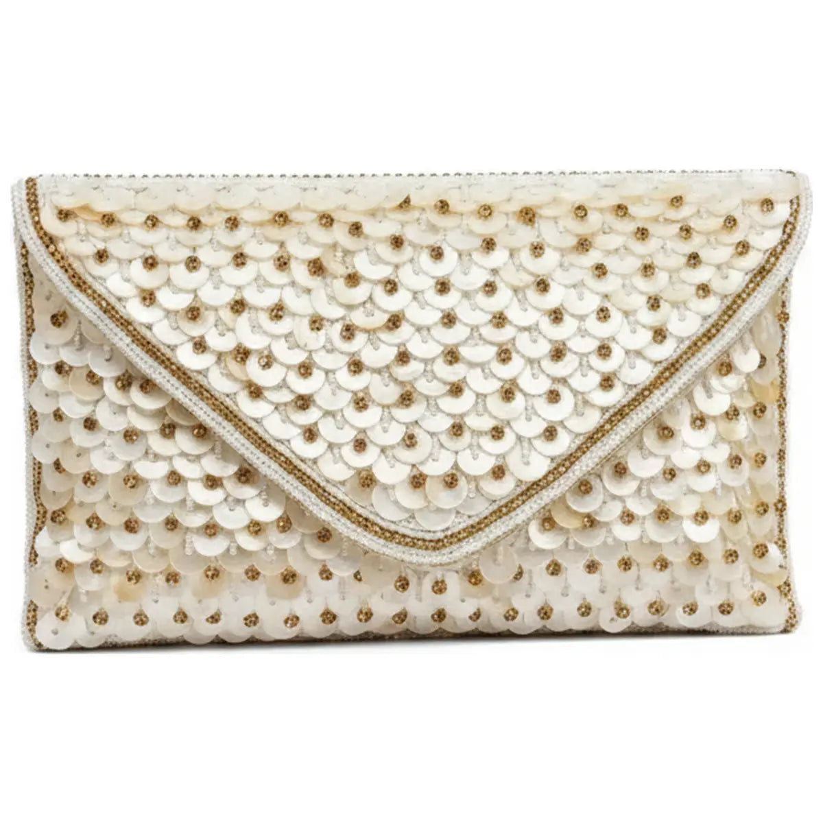 Bolso Sobre Disco Nácar Dorados